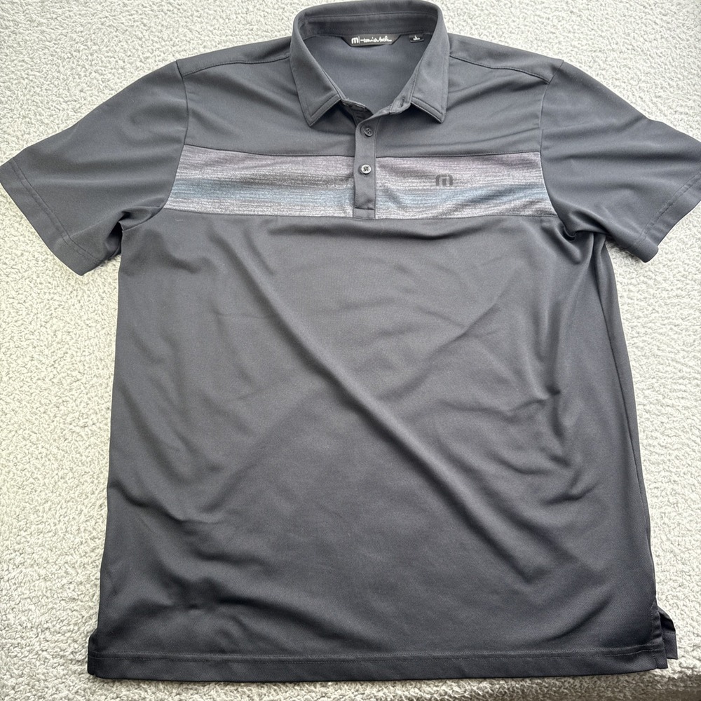 Travis Mathew Polo Shirt Mens Large S/S Black Stretch Golf Casual
